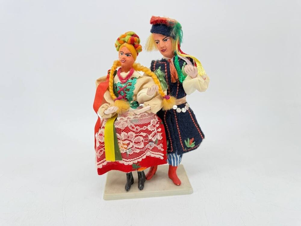 Spoldzielnia Rzem Vintage 1986 Rubber Folk Couple Figurines Wroclaw Poland